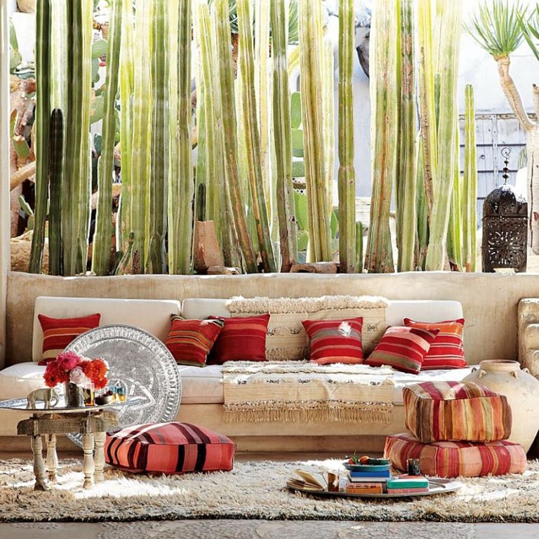Casual And Playful Patio Design With Moroccan Rugs And Throw Pillows 768x768 