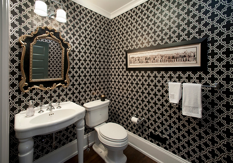 Classy use of black in the chic powder room