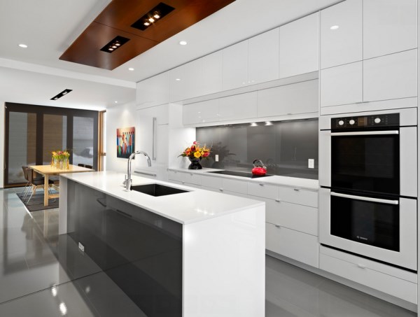 Clean-lined glossy modern kitchen