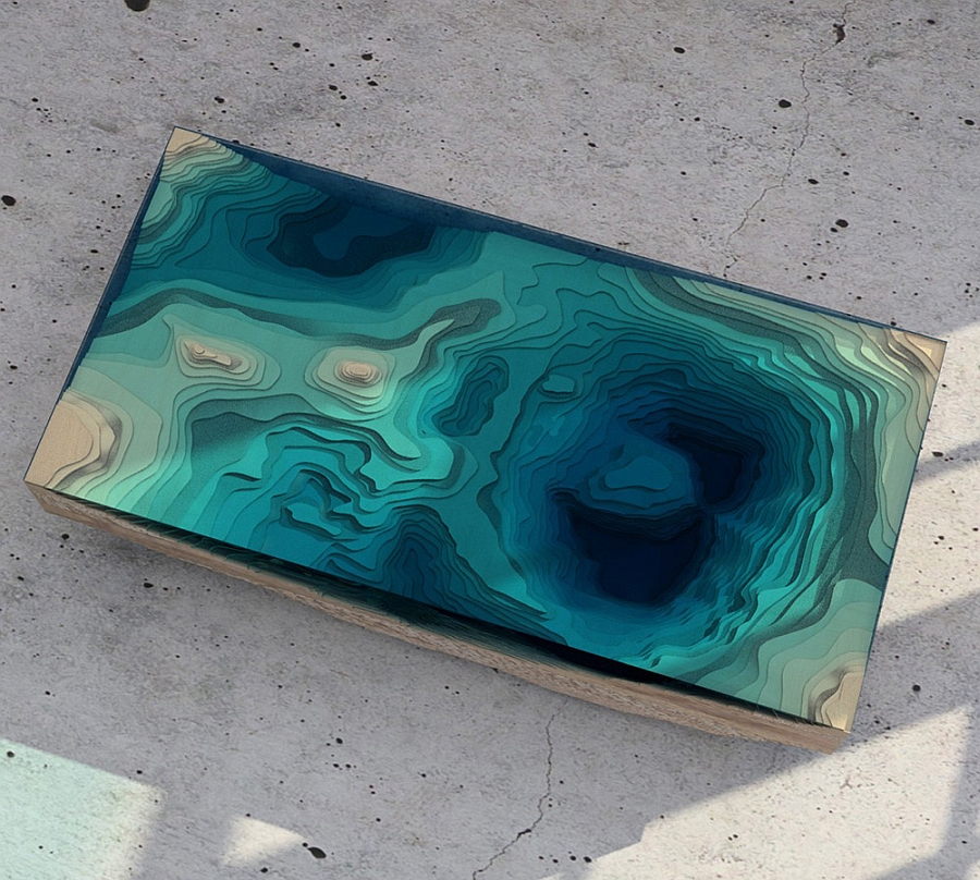 Colorful top of the Abyss table with varying hues