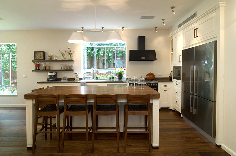 Contemporary kitchen with a greenhouse window