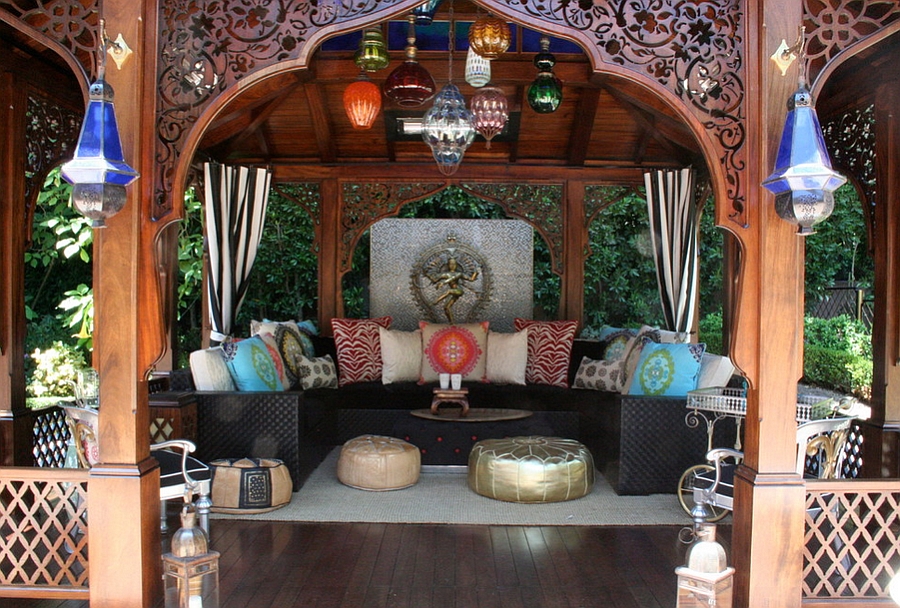 Custom crafted Moroccan style cabana with a touch of Indian decor