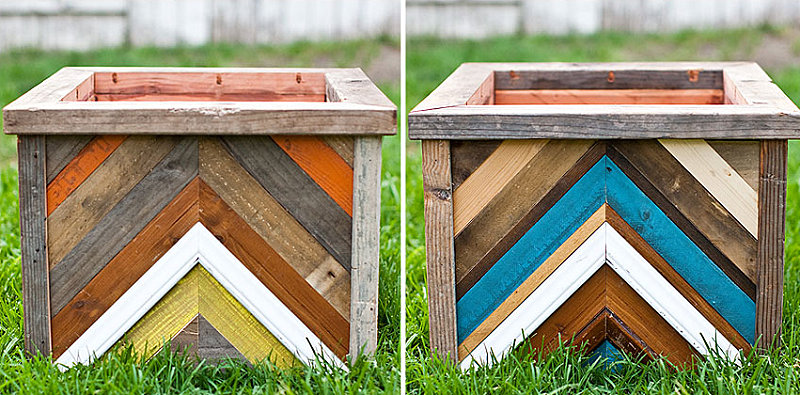 DIY chevron planter boxes