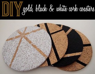 DIY Gold, Black and White Cork Coasters