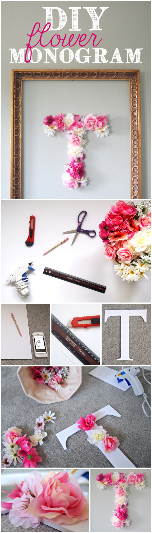 Step by Step guide for DIY Faux Flower Monogram