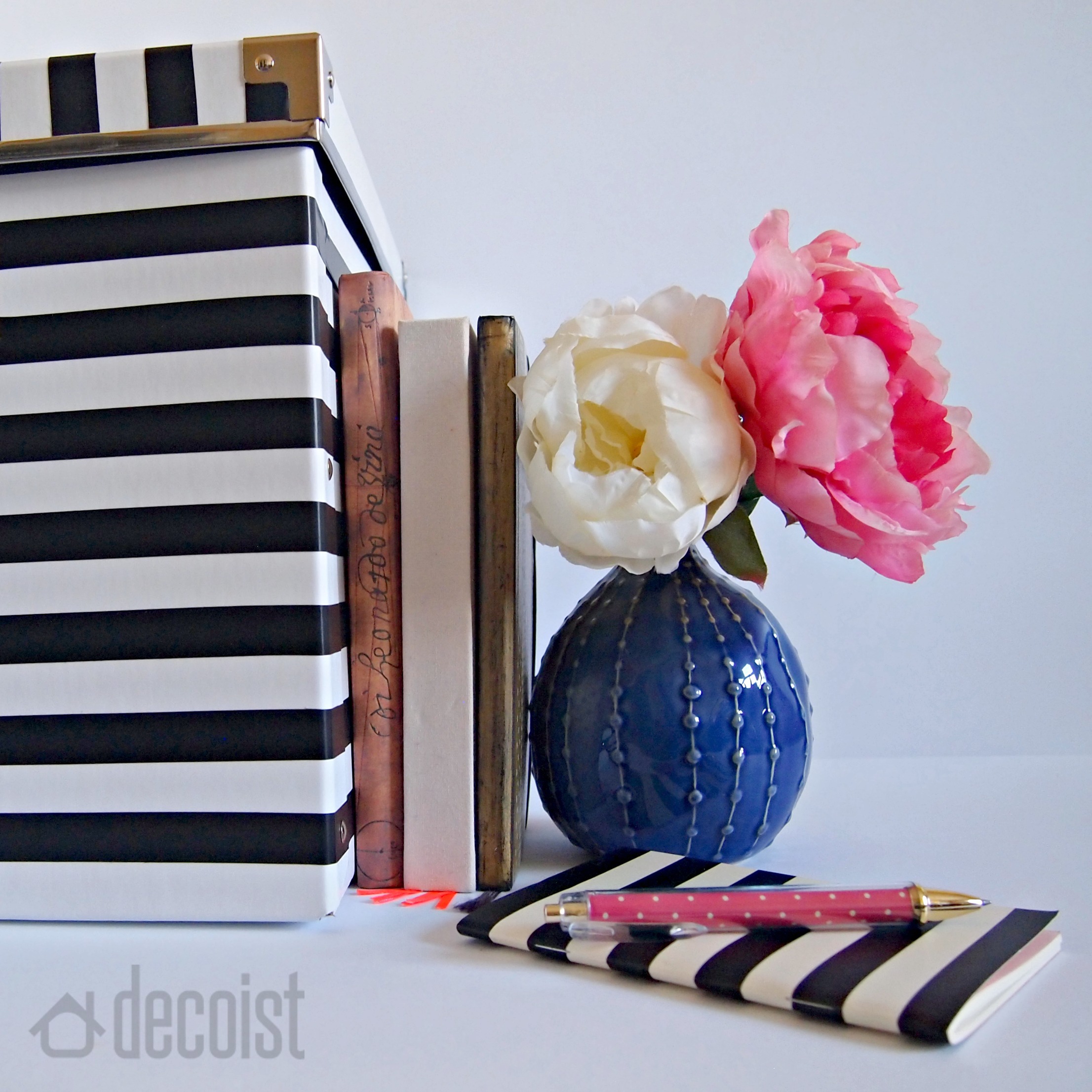 Striped black and white box DIY from Decoist