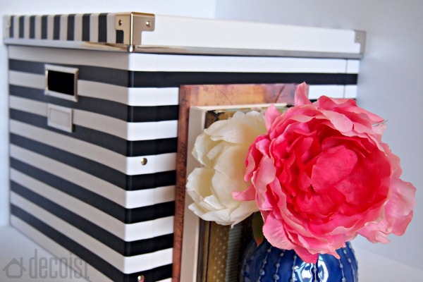 Using the black and white striped box to add sophistication to your home