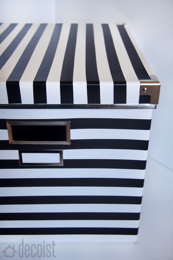 black and white storage boxes