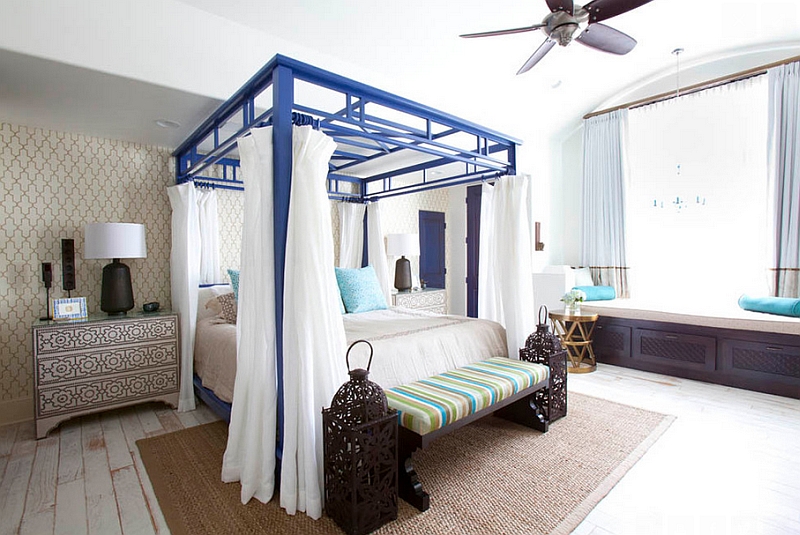 Eclectic bedroom brings together Asian and Moroccan styles