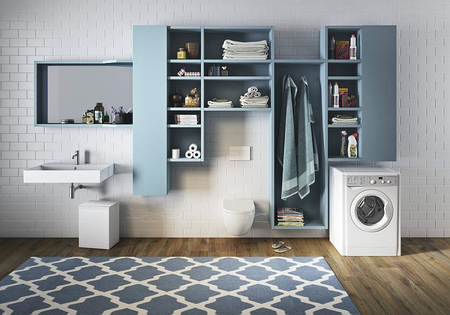 Fabulous modular storage units offer design flexibility in the bath