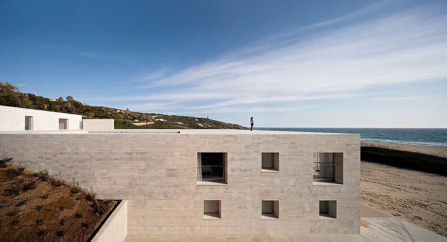 Facade of the House of the Infinite is built to withstand strong winds on the beach