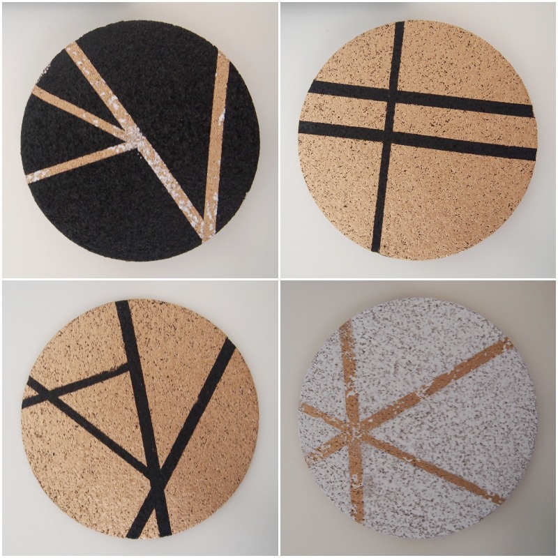 Finished painted cork coasters