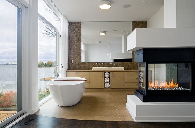 Fireplace in the bathroom is the hottest trend in interior design