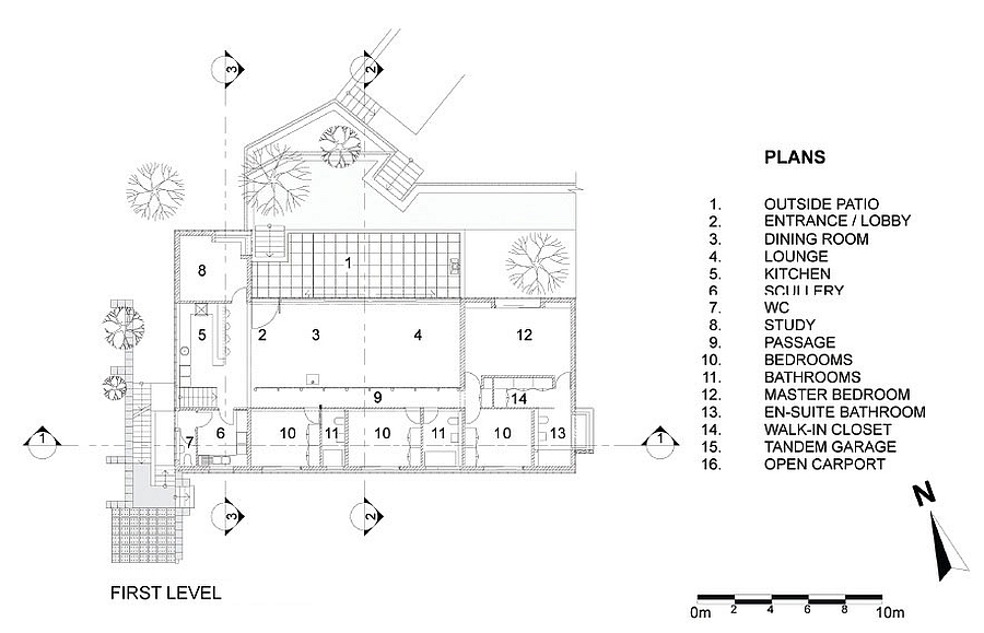 Floor plan of the reovated home with sustainable design and reused materials