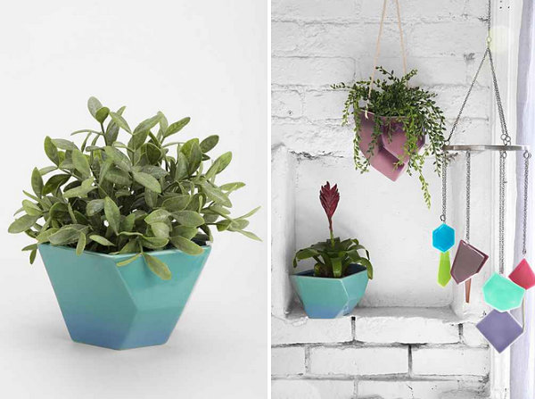 Geo planter in shades of blue