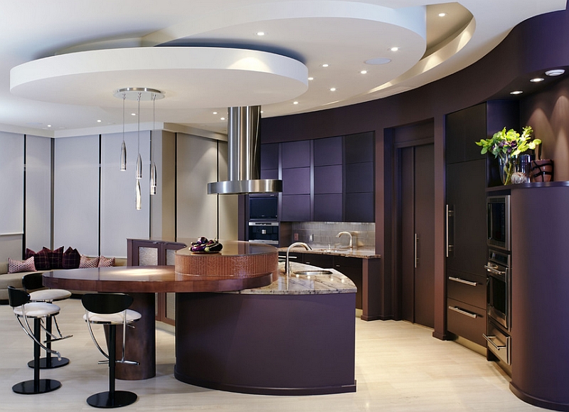 Give your contemporary kitchen a touch of finesse with eggplant walls