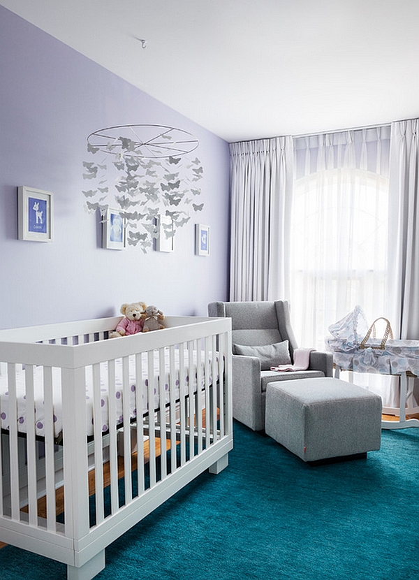 Gorgeous use of purple in the modern nursery