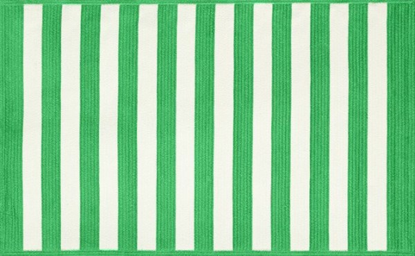 Green and white striped rug