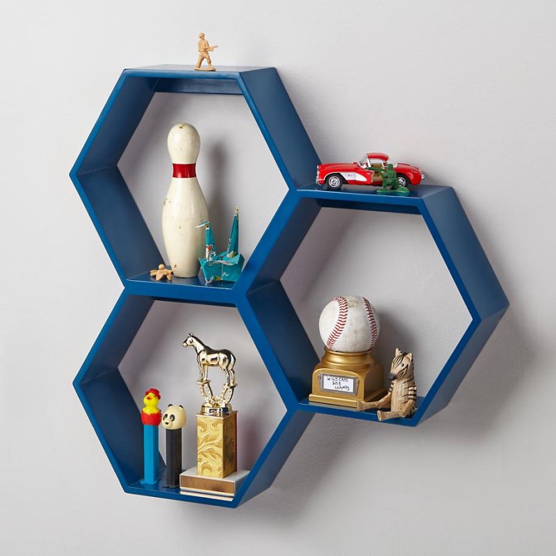 Hexagonal wall shelves