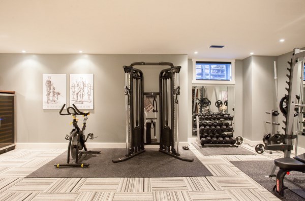 Home gym featuring FLOR carpet squares