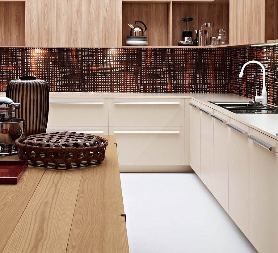 Imaginative backsplash adds to the trendy appeal of the chic Italian kitchen