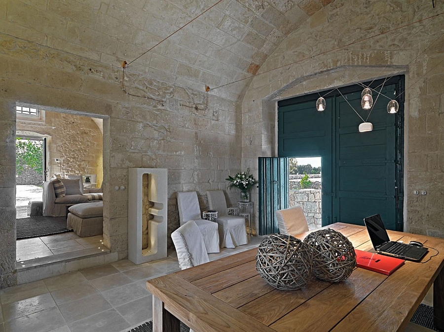 Interior of the suite rooms shaped by distinctive rural architecture typical to Salento