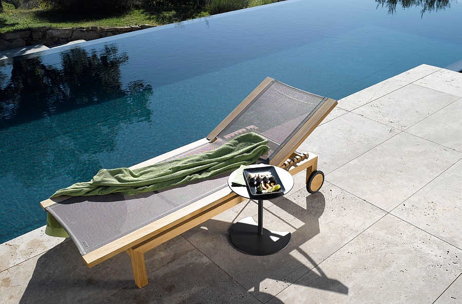 KOS Teak Pure Light Lounger on the pool deck