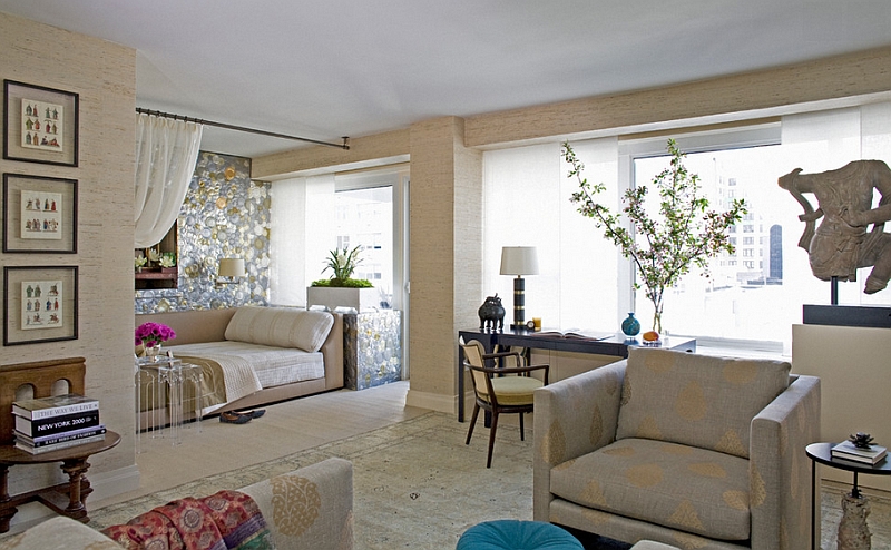 Lavish master suite with antique pieces and Moroccan decorative details