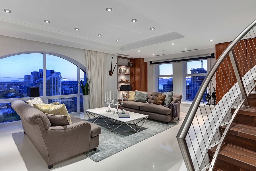 Living room of the exclusive Vancouver penthouse Elysium