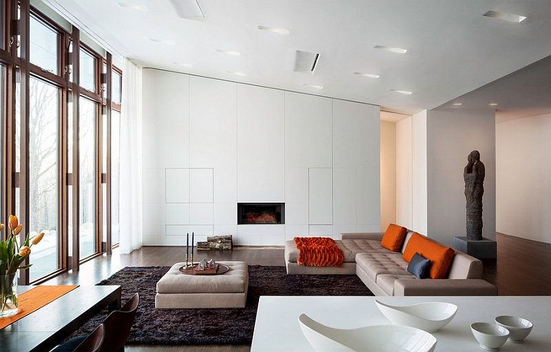 Living space with slanted ceiling that is far less dramatic