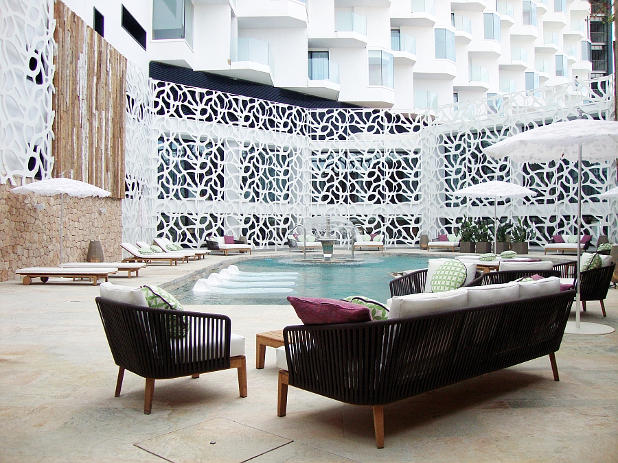 Luxurious outdoor pool area at the Hard Rock Hotel Ibiza