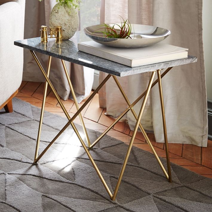 Marble and brass side table