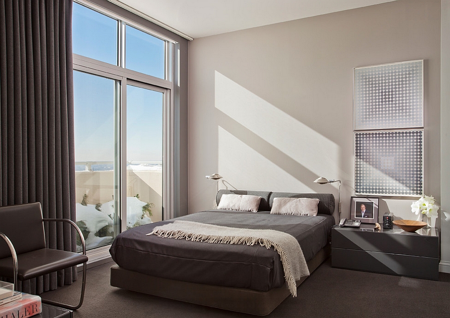 Masculine bedroom has a trendy, urban appeal to it