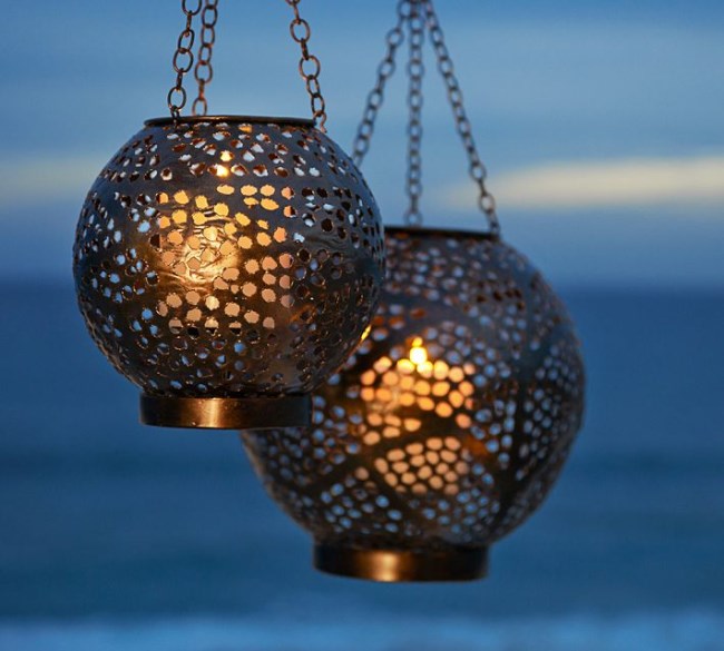 Metal globe lanterns