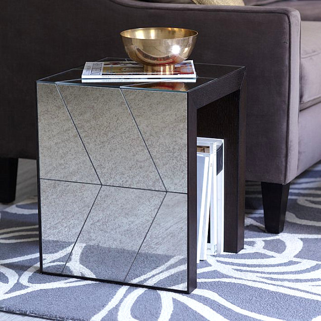 Mirrored chevron side table