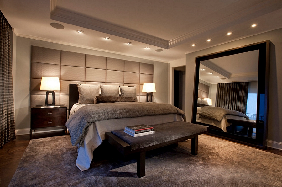 Mirrors add glamour to the masculine bedroom without giving it an overtly feminine touch