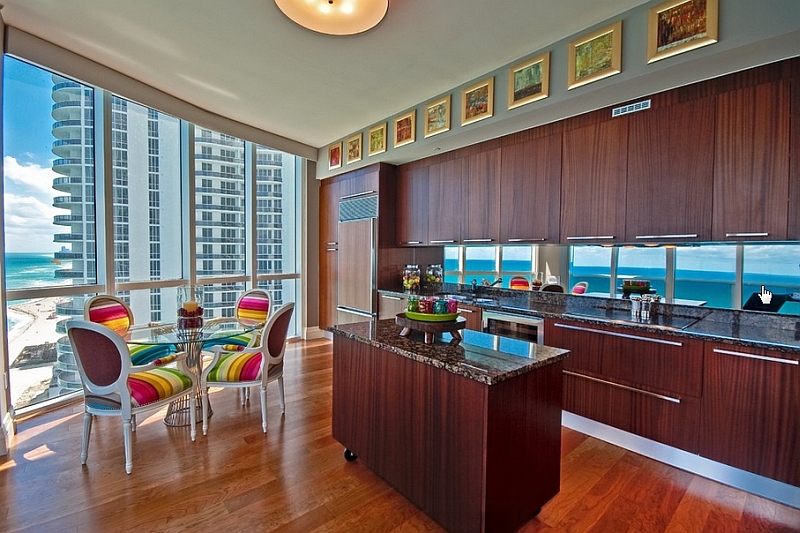 Modern kitchen in Miami with a view to savor