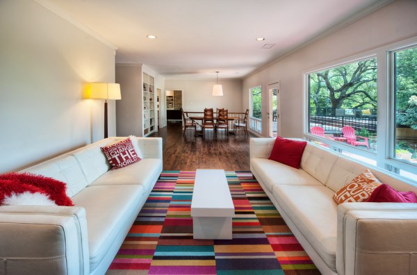 Modern living room featuring FLOR Carpet Design Squares