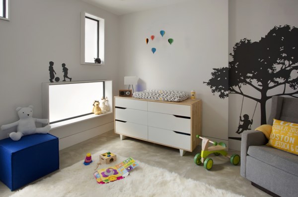 Modern nursery with colorful details