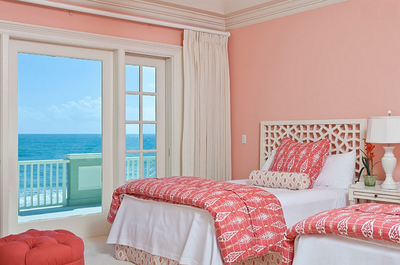 Move away from bright pinks and give coral walls a shot this summer