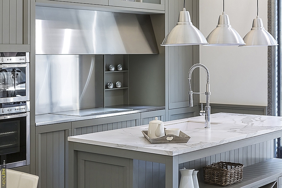 Neolith porcelain surfaces bring style and durability to the modern kitchen island