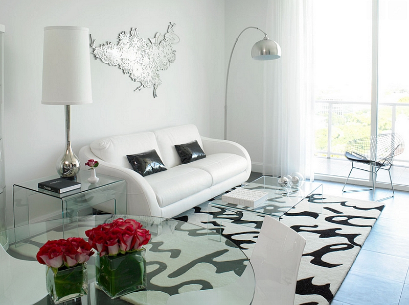 Nordic style living room in trendy black and white