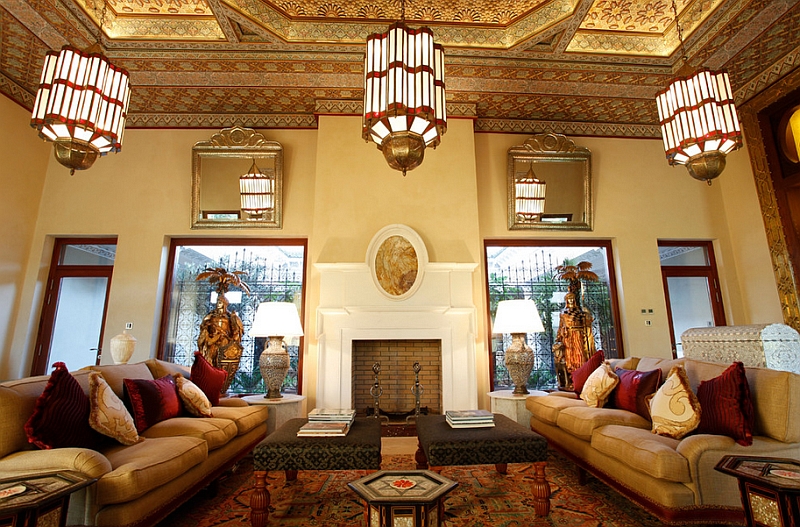 Ornate ceiling adds to the charm of this beautiful living room