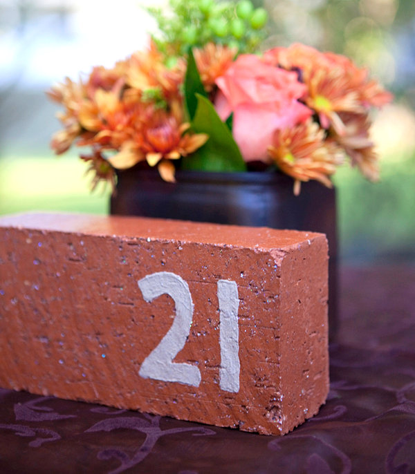Painted brick table number