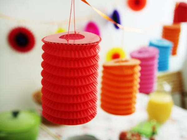 Paper lanterns add a festive touch