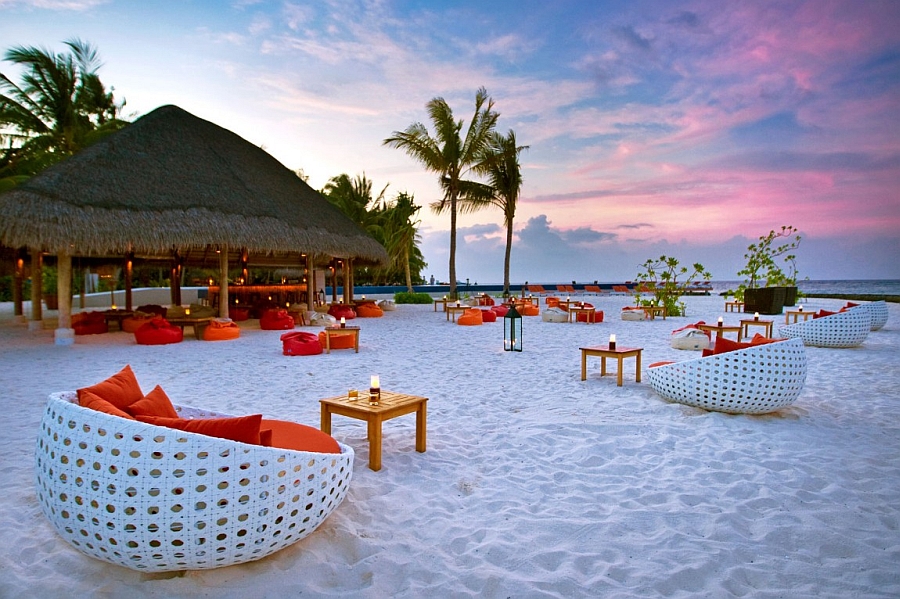 Pristine white beach plays the perfect host to a relaxing evening at the Island Resort