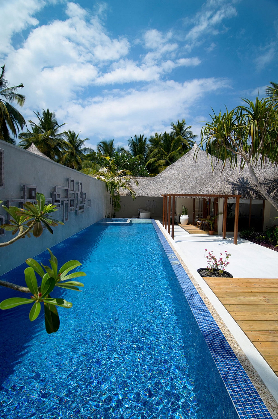 Private villas with lovely pool area at the Kuramathi