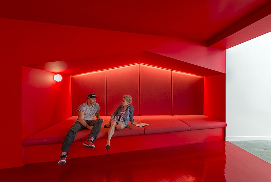 Reception areas and cool relaxing lounges inside the Beats headquarters