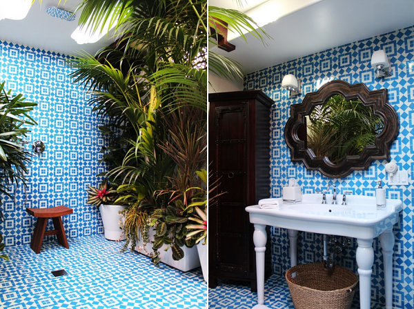 Refreshing bathroom with cement tile
