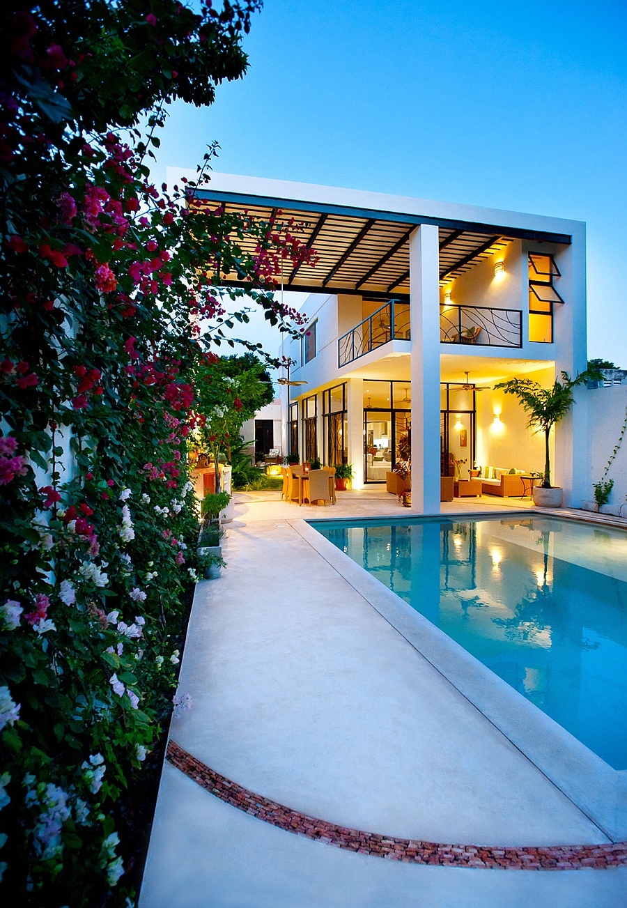 Refreshing pool and deck space complement the relaxed vibe of the Mexican home